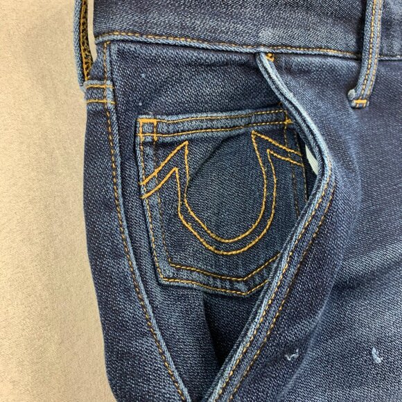 True Religion Mens Pants 33 Blue Jogger Jeans Tapered Runner Drawstring 33x32 - Picture 4 of 13